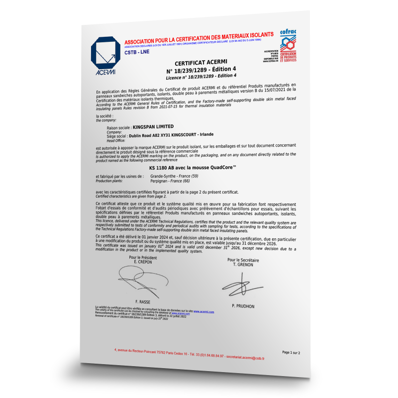 Certificat ACERMI - KS1180 AB