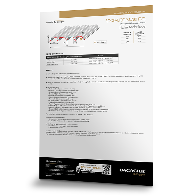 Fiche technique ROOFALTEO 73.780 PVC